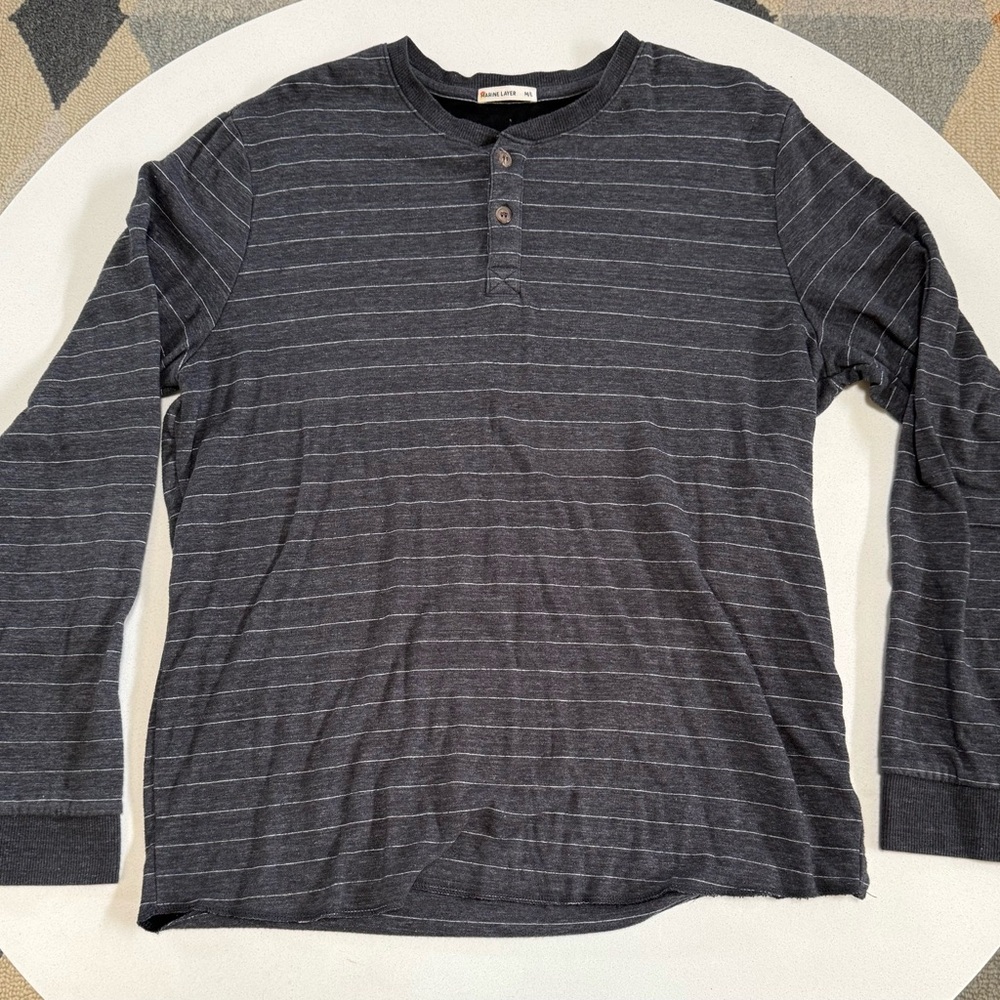 Marine Layer Men's Grey Stripe Henley M/L
